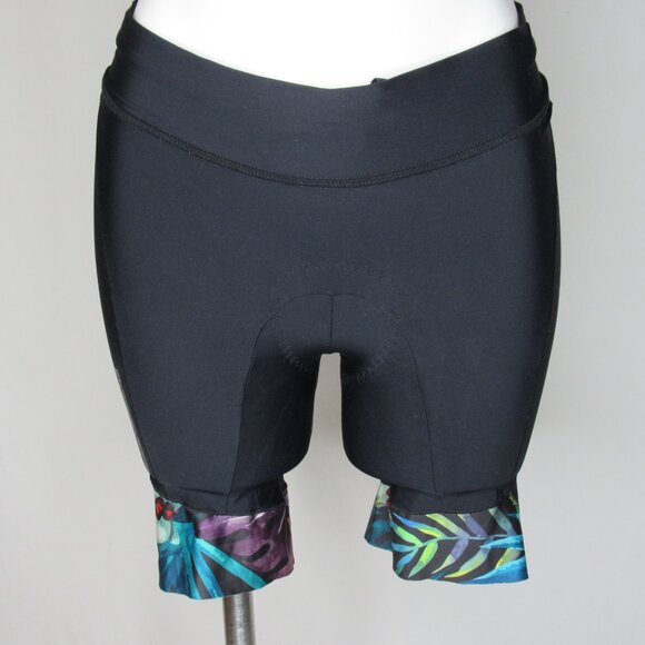 Louis Ganeau Carbon Black Tropiclal Floral Triathlon Shorts Women's L Large - Picture 5 of 8